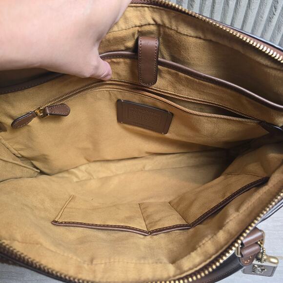 Coach Mens Leather Metropolitan Slim Briefcase Shoulder Handbag Brown - Picture 5 of 12